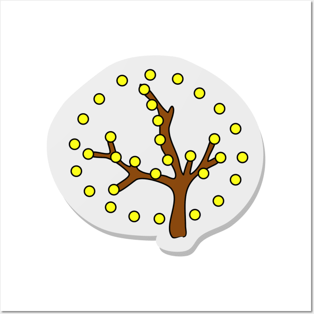 Festive tree with a garland. Minimalistic design. Gift for a child or nature lover, biologist Wall Art by grafinya